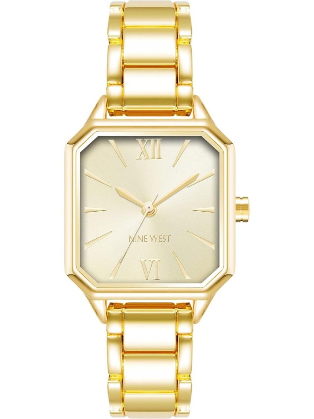 Nine West Women's Gold Analog Japanese Quartz Solid Octagonal Bracelet Watch